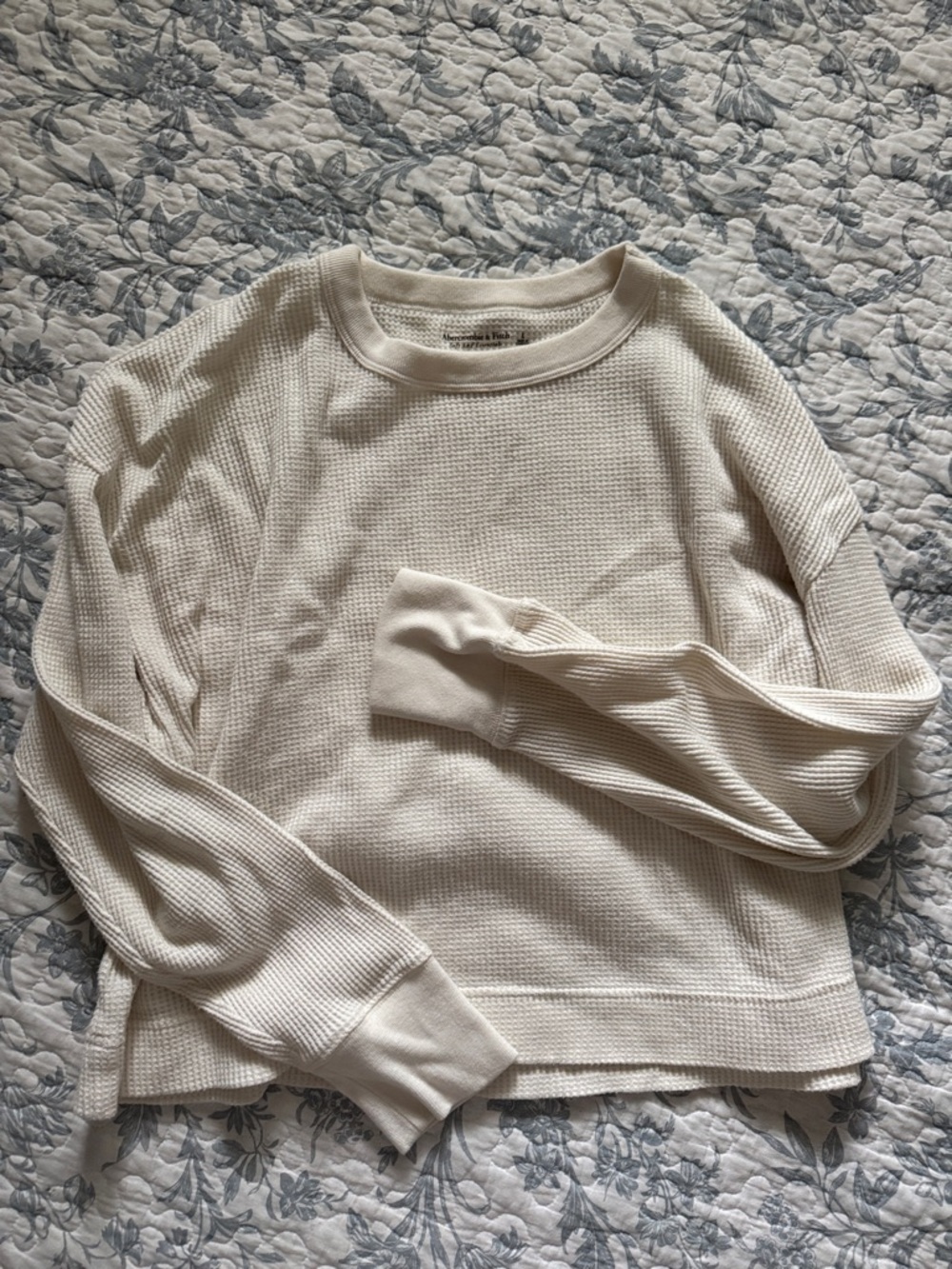 Abercrombie & Fitch Cream Waffle Crewneck Sweater
